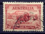 Австралия 1934 г. • Gb# 150 • 2 d. • 100 лет со дня смерти капитана Макартура • овца • Used XF ( кат.- £ 1,5 )