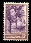 Британский Гондурас 1938-1947 гг. • Gb# 152 • 3 c. • Георг VI • осн. выпуск • кокосовые пальмы • Used F-VF ( кат. - £1.75 )