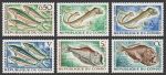 Народная Республика Конго 1961 г. Sc# 96-101 • 50 c. - 10 fr. • рыбы • полн. серия • MNH OG XF