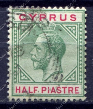 Кипр 1912-1915 гг. • Gb# 75 • ½ pi. • Георг V • стандарт • Used F-VF