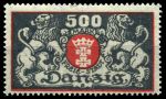 Данциг 1923 г. • Mi# 120 • 500 M. • в.з. - 3Y • герб города и львы • стандарт • MNH OG XF ( кат.- € 3 )
