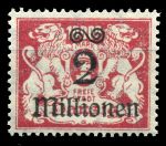 Данциг 1923 г. • Mi# 165 • 2 mln. на 10000 M. • в.з. - 3Y • надпечатка нов. номинала • стандарт • MNH OG XF+ ( кат.- € 1.40 )