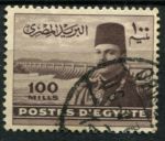 Египет 1947-1951 гг. • SC# 269A • 100 m. • король Фарук(на фоне пирамид) • стандарт • Used F-VF ( кат. - $1 )