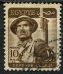 Египет 1953-1956 гг. • SC# 327 • 10 m. • Республика (1-й выпуск) • солдат • стандарт • Used F-VF