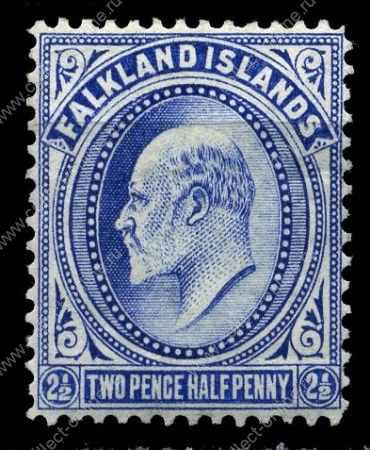 Фолклендские о-ва • 1904-1912 гг. Gb# 46 • 2½ d. Эдуард VII • стандарт • MH OG VF (кат.- £30)