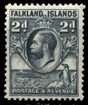 Фолклендские о-ва 1929-1937 гг. • Gb# 118 • 2 d. • "Пингвины и кит" • Георг V • стандарт • MH OG VF ( кат.- £6 )