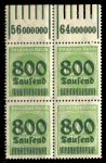 Германия 1923 г. • Mi# 308A(SC# 268) • 800 тыс. на 1000 м. • надпю нов. номинала • кв. блок • MNH OG XF