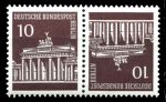 Западный Берлин 1966-1969 гг. • Mi# 286wp(Sc# 9N251b) • 10 pf. • Бранденбургские ворота • стандарт • тет-беш пара • MNH OG XF