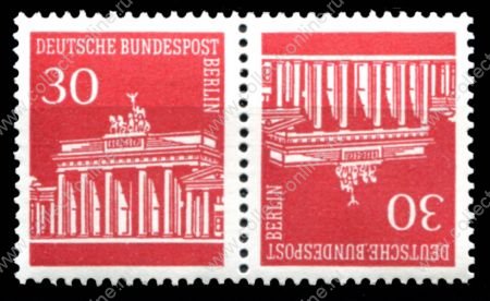 Западный Берлин 1966-1969 гг. • Mi# 288wp(Sc# 9N253b) • 20 pf. • Бранденбургские ворота • стандарт • тет-беш пара • MNH OG XF