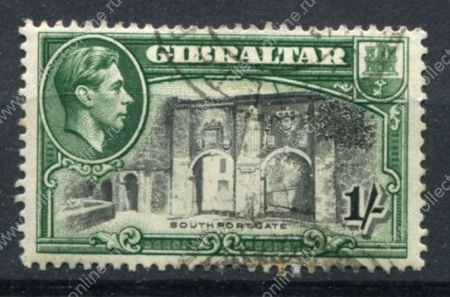 Гибралтар 1938-51 гг. Gb# 127a • 1 sh. • Георг VI основной выпуск • Дом правительства (перф. - 13½) • Used F-VF ( кат.- £6 )