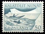 Гренландия 1971-1977 гг. • SC# 78 • 50 o. • Развитие почтового транспорта • каяки • MNH OG XF