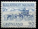 Гренландия 1971-1977 гг. • SC# 81 • 90 o. • Развитие почтового транспорта • собачья упряжка • MNH OG XF