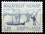 Гренландия 1971-1977 гг. • SC# 83 • 1.30 kr. • Развитие почтового транспорта • парусник • MNH OG XF