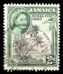 Ямайка 1953 г. • Gb# 154 • 2 d. • Елизавета II • Королевский визит • Used F-VF