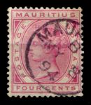 Маврикий 1883-1894 гг. • GB# 105 • 4 c. • Королева Виктория • стандарт • Used F-VF