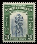 Северное Борнео 1939 г. • Gb# 305 • 3 c. • Георг VI • осн. выпуск • Виды и фауна • коренной житель острова • MH OG XF ( кат. - £6 )