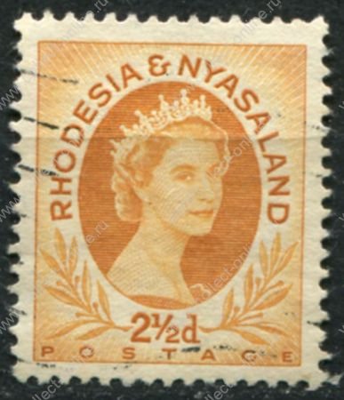 Родезия и Ньясаленд 1954-1956 гг. • Gb# 3a • 2½ d. • Елизавета II • стандарт • Used VF
