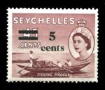 Сейшелы 1957 г. • Gb# 191 • 5 на 45 c. • Елизавета II • надпечатка нов. номинала • MNH OG XF