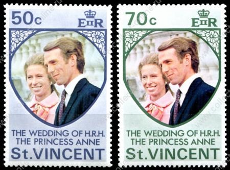 Сент-Винсент 1973 г. • Sc# 358-9 • 50 и 70 c. • Свадьба принцессы Анны • полн. серия • MNH OG XF