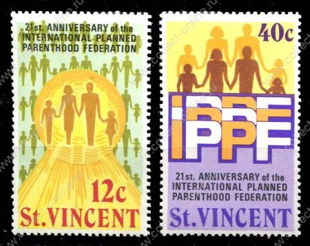 Сент-Винсент 1973 г. • Sc# 356-7 • 12 и 40 c. • Ассоциация планирования семьи • полн. серия • MNH OG VF