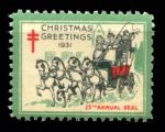 США • Рождественские этикетки 1931 г. • SC# WX62 • новогодний дилижанс • MNH OG VF