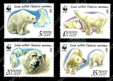 СССР 1987 г. • Сол# 5815-8 • 5 - 35 коп. • Фауна Арктики • белые медведи • полн. серия • кв. блоки • MNH OG Люкс!! ( кат. - ₽ 80 )