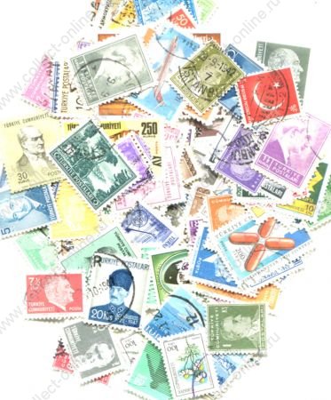 Турция • XX век • набор 100 разных старых марок • Used F-VF