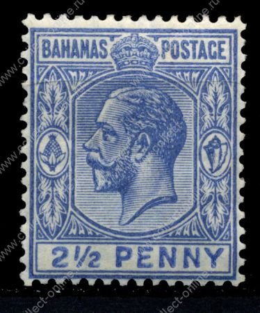 Багамы 1912-19 гг. Gb# 84 • 2 1/2d. • король Георг V • стандарт • MLH OG XF ( кат. - £5 )