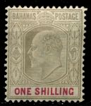 Багамы 1902-10 гг. Gb# 68 • 1sh. • король Эдуард VII • стандарт • MH OG XF ( кат.- £25 )