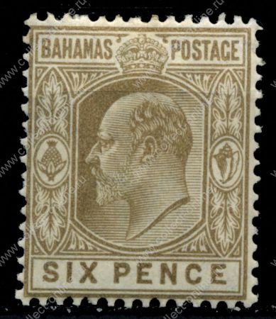 Багамы 1906-11 гг. Gb# 74 • 6d. • король Эдуард VII • стандарт • MH OG XF ( кат.- £20 )