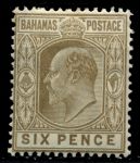 Багамы 1906-11 гг. Gb# 74 • 6d. • король Эдуард VII • стандарт • MH OG XF ( кат.- £20 )