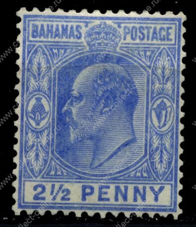 Багамы 1906-11 гг. Gb# 73 • 2 1/2d. • король Эдуард VII • стандарт • MH OG XF ( кат.- £27 )