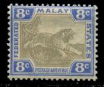 Малайя Федеративные штаты 1904-1922 гг. • Gb# 41b • 8 c. • тигр • MNH OG VF ( кат.- £20 )