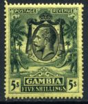 Гамбия 1922-1929 гг. • Gb# 141 • 5 sh. • Георг V • осн. выпуск • слоны • MH OG VF ( кат. - £40 )