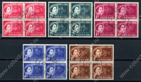 Юго-Западная Африка 1953г. SC# 244-8 • Коронация Елизаветы II • Used VF / кв. блоки