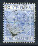 Кипр 1881 г. • Gb# 13 • 2 pi. • Королева Виктория • в.з. "CC" (клише - тип I) • стандарт • Used F ( кат.- £35 )