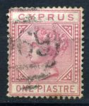 Кипр 1881 г. • Gb# 12 • 1 pi. • Королева Виктория • в.з. "CC" (клише - тип I) • стандарт • Used F ( кат.- £32 )