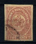 Ньюфаундленд 1861 г. • Gb# 17 • 2 d. • Геральдический цветок Британии • Used XF ( кат.- £500!! )