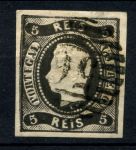 Португалия 1866-1867 гг. • Mi# 17 • 5 R. • Луиш I • б.з. • стандарт • Used XF ( кат.- € 13 )
