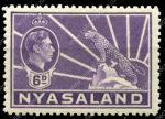 Ньясаленд 1938-1944 гг. • GB# 136 • 6 d. • Георг VI • осн. выпуск • MH OG VF ( кат. - £3- )