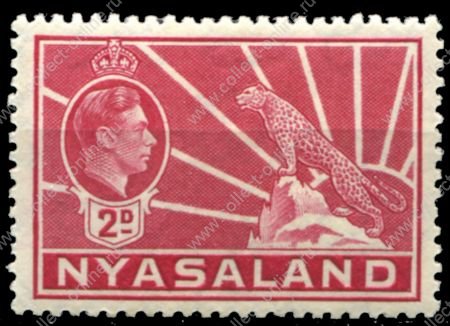 Ньясаленд 1938-1944 гг. • GB# 133a • 2 d. • Георг VI • осн. выпуск • MH OG VF