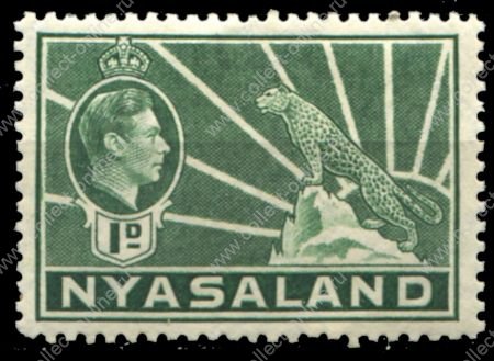 Ньясаленд 1938-1944 гг. • GB# 131a • 1 d. • Георг VI • осн. выпуск • MH OG VF