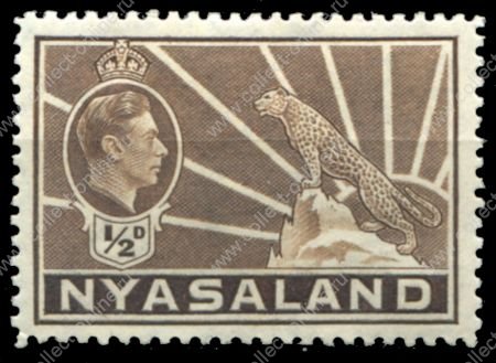 Ньясаленд 1938-1944 гг. • GB# 130a • ½ d. • Георг VI • осн. выпуск • MH OG VF