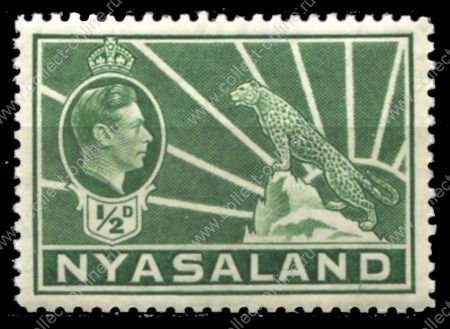 Ньясаленд 1938-1944 гг. • GB# 130 • ½ d. • Георг VI • осн. выпуск • MH OG VF