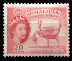 Сомалиленд 1953-1958 гг. • Gb# 140 • 20 c. • Елизавета II основной выпуск • верблюд-грузовик • MH OG VF
