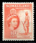 Сомалиленд 1953-1958 гг. • Gb# 138 • 10 c. • Елизавета II основной выпуск • воин • MH OG VF ( кат. - £3- )