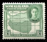 Сомалиленд 1938 г. • Gb# 101 • 1 R. • Георг VI основной выпуск • карта колонии • MH OG XF ( кат. - £12- )