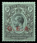 Танганьика 1917-1921 гг. • Gb# 55 • 1 R. • Георг VI • надп. "G.E.A." • стандарт • MH OG VF