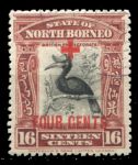 Северное Борнео 1918 г. • Gb# 244 • 16 + 4 c. • надп. доп. номинала для Красного Креста • благотворительный выпуск • Used VF ( кат. - £18 )