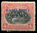 Северное Борнео 1922 г. Gb# 257 • 4 c. • Выставка "Малайя-Борнео" • надпечатка • MH OG XF